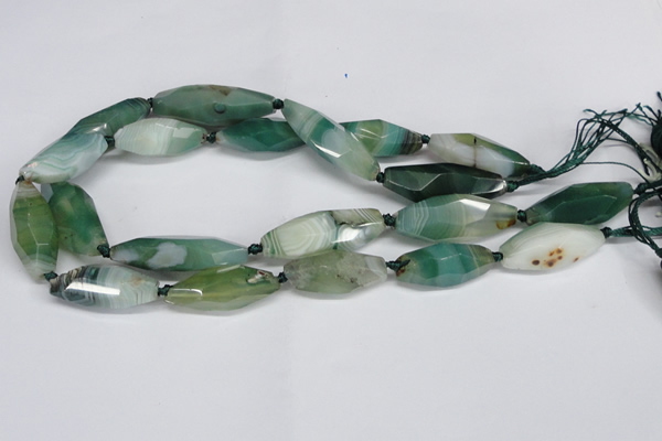 CAG6912 15.5 inches 13*35mm - 15*45mm faceted rice line agate beads