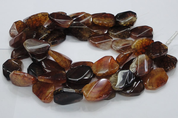 CAG696 15.5 inches 22*32mm twisted freeform dragon veins agate beads