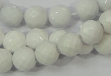 CAG712 15.5 inches 10mm faceted round white agate gemstone beads