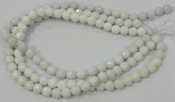 CAG712 15.5 inches 10mm faceted round white agate gemstone beads