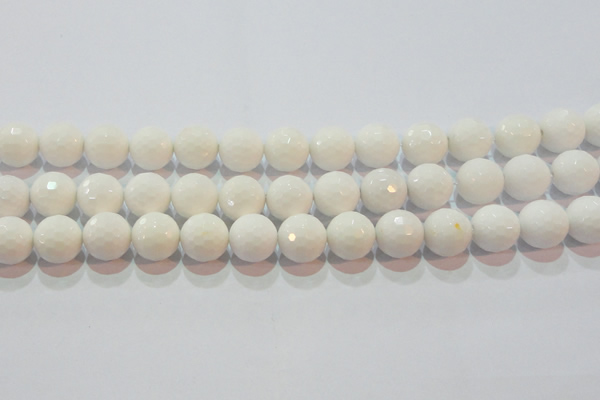 CAG7186 15.5 inches 16mm faceted round white agate gemstone beads