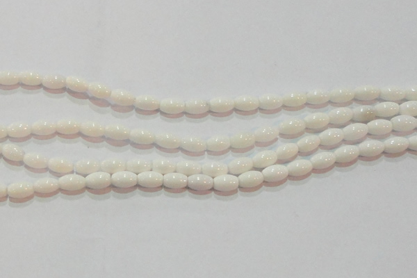 CAG7200 15.5 inches 5*8mm rice white agate gemstone beads