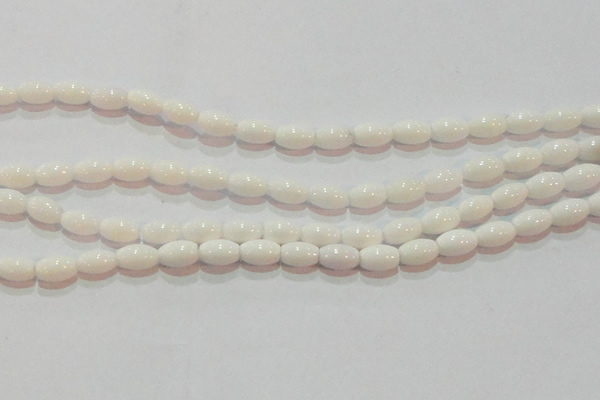 CAG7201 15.5 inches 6*9mm rice white agate gemstone beads