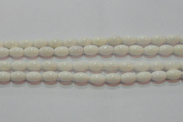CAG7202 15.5 inches 8*12mm rice white agate gemstone beads