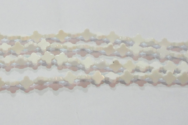 CAG7217 15.5 inches 10*10mm flower white agate gemstone beads