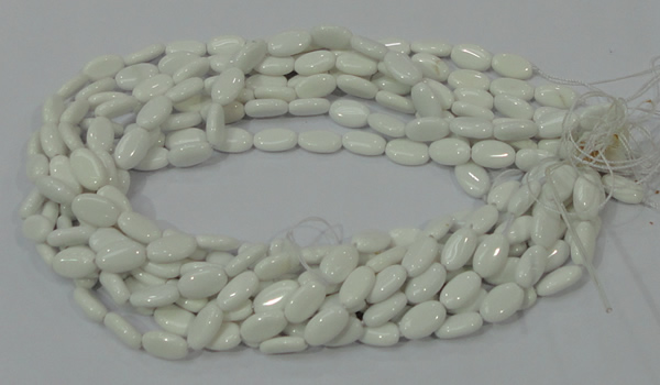 CAG724 15.5 inches 8*14mm oval white agate gemstone beads wholesale