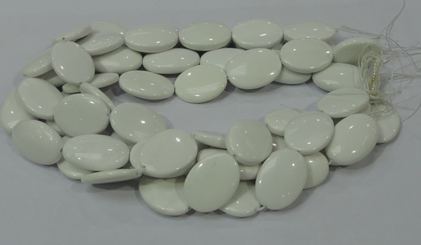 CAG725 15.5 inches 20*30mm oval white agate gemstone beads wholesale