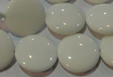 CAG7252 15.5 inches 12mm flat round white agate gemstone beads