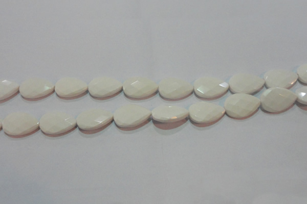 CAG7265 15.5 inches 12*16mm faceted flat teardrop white agate beads
