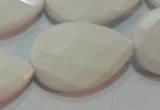 CAG7269 15.5 inches 20*30mm faceted flat teardrop white agate beads