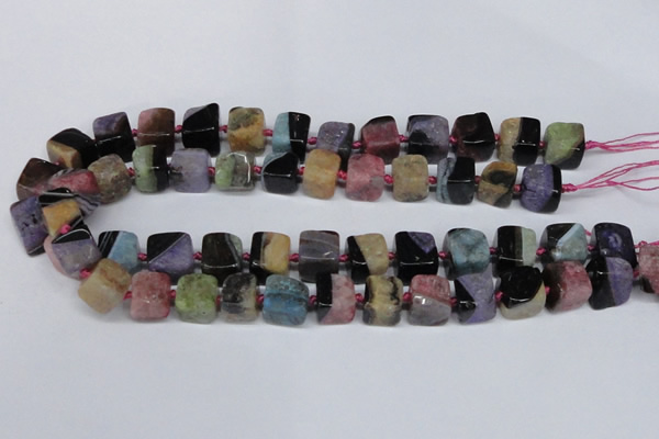 CAG7379 15.5 inches 11*12mm - 12*13mm cube dragon veins agate beads