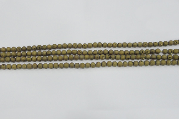 CAG7445 15.5 inches 4mm round plated druzy agate beads wholesale