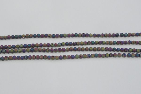 CAG7448 15.5 inches 4mm round plated druzy agate beads wholesale