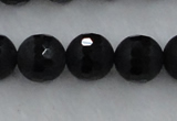 CAG7454 15.5 inches 12mm faceted round matte black agate beads