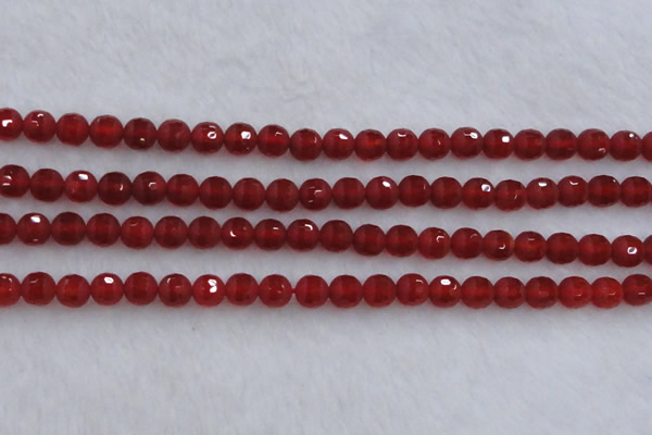 CAG7456 15.5 inches 6mm faceted round matte red agate beads