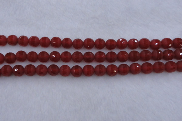 CAG7458 15.5 inches 10mm faceted round matte red agate beads