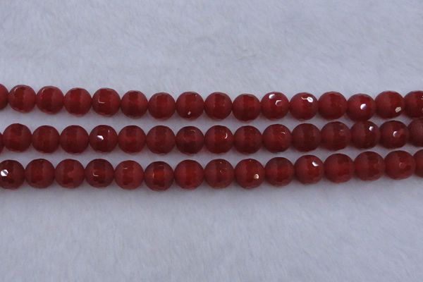 CAG7459 15.5 inches 12mm faceted round matte red agate beads