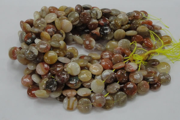 CAG776 15.5 inches 15mm flat round yellow agate gemstone beads