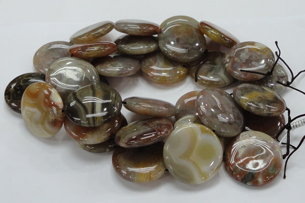 CAG781 15.5 inches 40mm flat round yellow agate gemstone beads