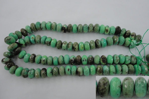 CAG7888 15.5 inches 10*14mm faceted rondelle grass agate beads