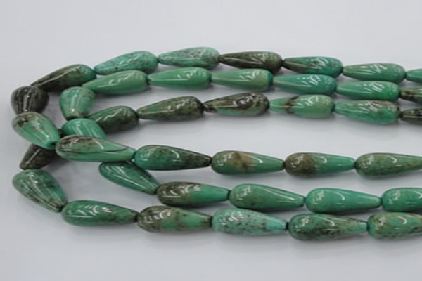 CAG7901 15.5 inches 10*30mm teardrop grass agate beads wholesale