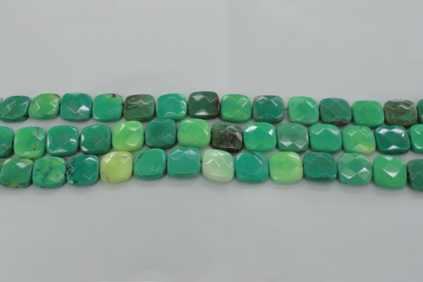 CAG7913 15.5 inches 15*15mm faceted square grass agate beads