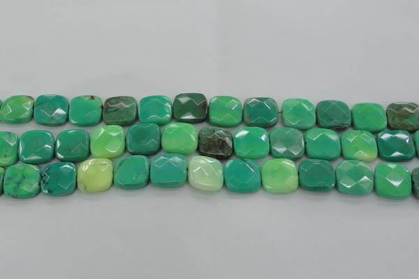 CAG7915 15.5 inches 18*18mm faceted square grass agate beads