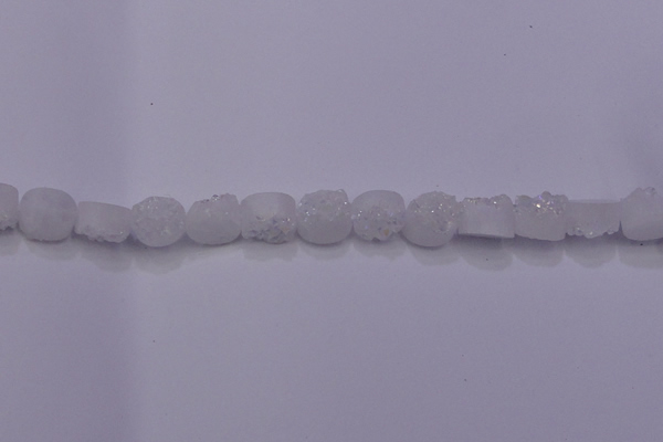CAG7945 7.5 inches 8*10mm oval plated white druzy agate beads
