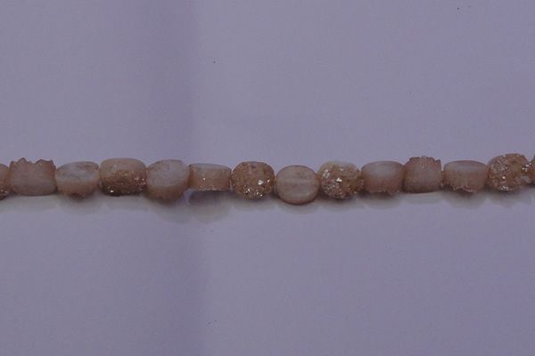 CAG7946 7.5 inches 8*10mm oval plated white druzy agate beads