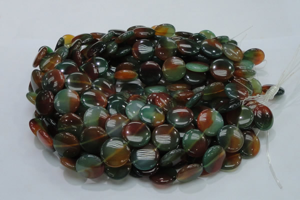 CAG802 15.5 inches 20mm flat round rainbow agate gemstone beads