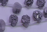 CAG8102 Top drilled 10*14mm teardrop silver plated druzy agate beads