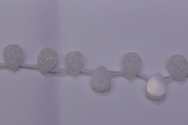 CAG8139 Top drilled 22*30mm teardrop white plated druzy agate beads