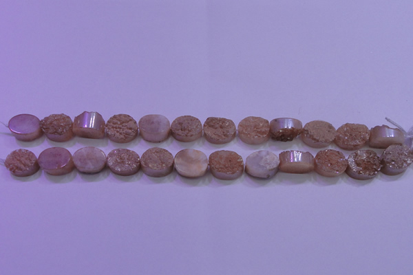 CAG8151 7.5 inches 10*14mm oval champagne plated druzy agate beads