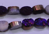 CAG8155 7.5 inches 10*14mm oval purple plated druzy agate beads