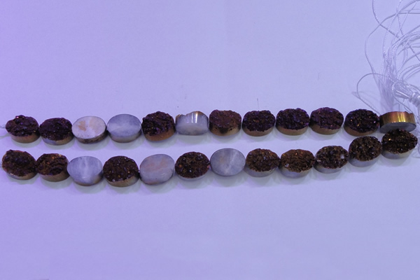 CAG8164 7.5 inches 12*16mm oval rainbow plated druzy agate beads