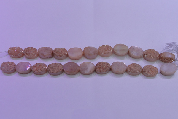 CAG8171 7.5 inches 13*18mm oval champagne plated druzy agate beads