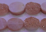 CAG8181 7.5 inches 15*20mm oval champagne plated druzy agate beads