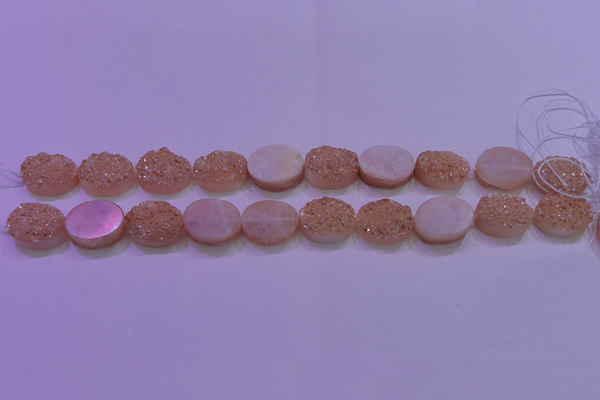 CAG8181 7.5 inches 15*20mm oval champagne plated druzy agate beads
