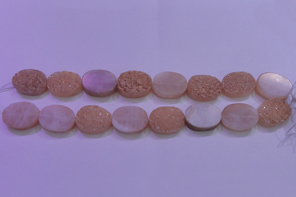 CAG8191 7.5 inches 18*25mm oval champagne plated druzy agate beads