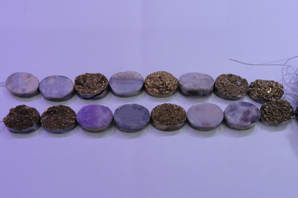 CAG8193 7.5 inches 18*25mm oval glod plated druzy agate beads