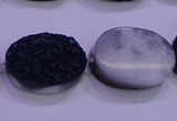 CAG8196 7.5 inches 18*25mm oval blue plated druzy agate beads