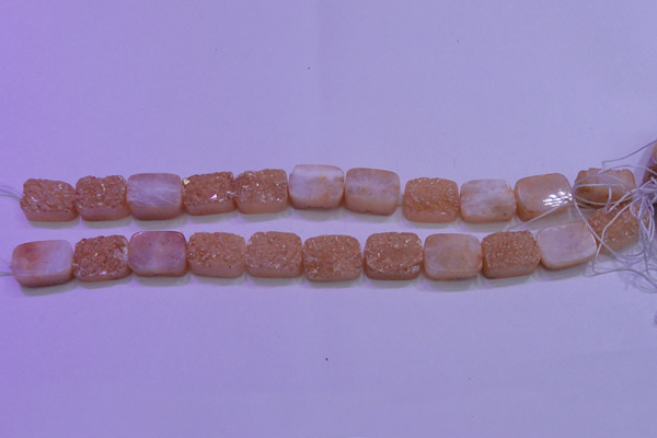 CAG8231 Top drilled 13*18mm rectangle champagne plated druzy agate beads