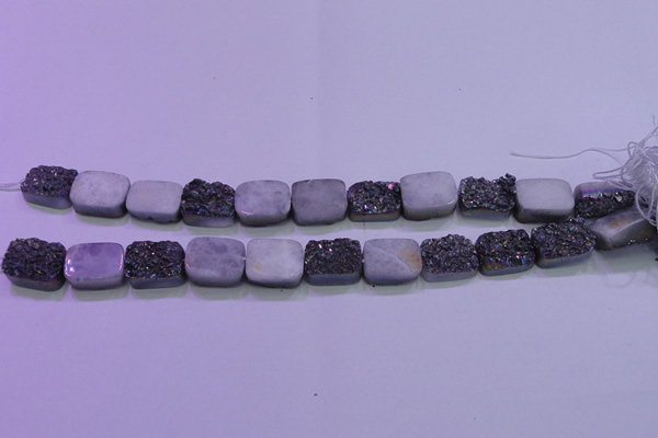 CAG8234 Top drilled 13*18mm rectangle rainbow plated druzy agate beads