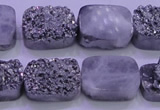 CAG8242 Top drilled 15*20mm rectangle silver plated druzy agate beads