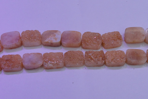 CAG8261 Top drilled 20*30mm rectangle champagne plated druzy agate beads