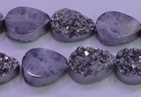 CAG8272 7.5 inches 10*14mm teardrop silver plated druzy agate beads