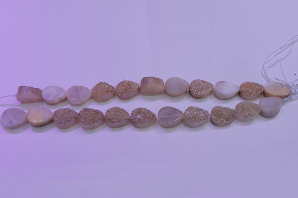 CAG8301 7.5 inches 15*20mm teardrop champagne plated druzy agate beads