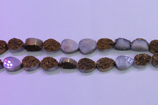 CAG8313 7.5 inches 18*25mm teardrop gold plated druzy agate beads