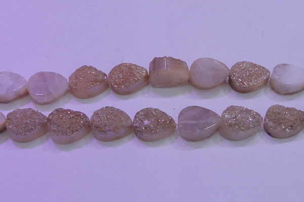 CAG8321 7.5 inches 20*30mm teardrop champagne plated druzy agate beads