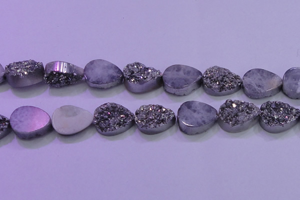 CAG8322 7.5 inches 20*30mm teardrop silver plated druzy agate beads